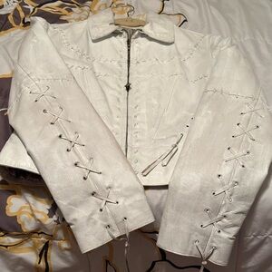 Wilsons Leather White Lace-Up Women's Jacket